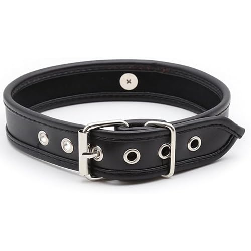 FANSEELM BDSM Bondage Halsband Weiblich Punk Leder SM Halsband mit O-Ring Einstellbare Halskette Sklave Sexspielzeug (Schwarz)