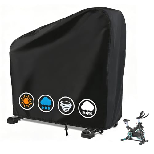 Rilime Exercise Bike Cover, Upright Cycling Protective Stationary Bike Covers Outdoor Storage Waterproof Dustproof Bicycle Cover Ideal for Indoor & Outdoor Fitness(Black)