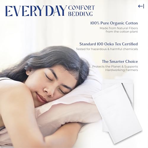 Image of Mayfair Linen Organic Cotton Queen Pillow Cases Set of 2 (21 inch x 32 inch), White