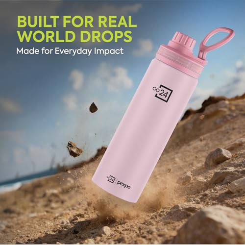 Image of Go24 pexpo Aqua Sip 900 ISI Certified Stainless Steel Sipper Water Bottle - 800ml | Single Wall Fridge Bottle | Easy to Carry Handle | For Home, Office, Gym, School, Trekking - Baby Pink