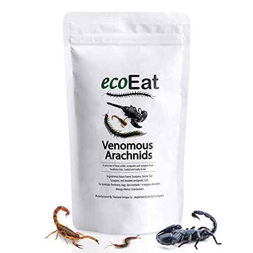 ecoEat Edible Arachnids (3 Insects) - Chinese Centipede, Black Asian Forest Scorpion and Armor Tail Scorpion - Edible Insects