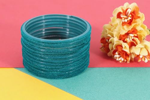 Image of NMII Glass Velvet Bangles Set For Women and Girls | Plain Glass Bangles | Velvet Chudi | Simple Bangles For Women | Stylish Glass Bangles- Set of 24