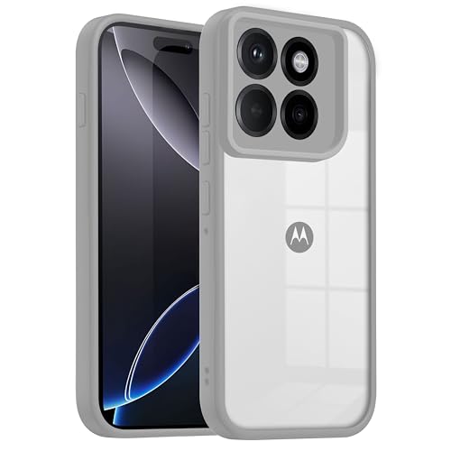 Image of V-TAN Back Cover for Motorola Edge 60 Pro 5G, Transparent Clear Case Compatible with Motorola Edge 60 Pro, TPU, Camera Protective, Scratch Resistant Shockproof Mobile Cover with Anti-Slip Grip (Grey)