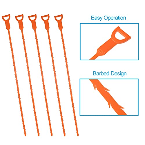 7 Pack Hair Drain Clog Cleaning Tool, ONEHERE Drain Hair Clog Remover Tool, Drain Augers Hair Catcher Tools for Kitchen, Sink Bathroom, Tub Toilet. (2 Stainless Steel and 5 Plastic)