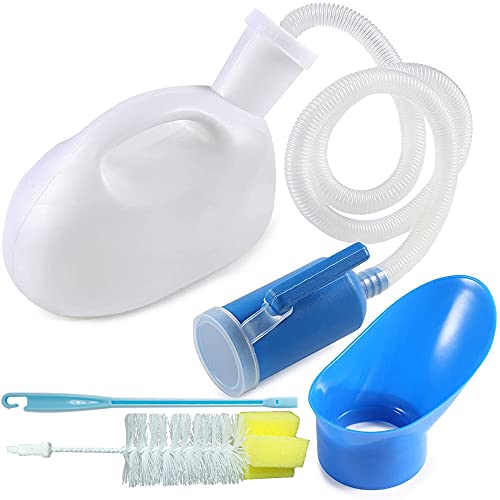 testyu Butelka na pisuar, unisex, 2000 ml, wielokrotnego użytku, przenośna butelka na pisuar, odporna na zalanie, plastikowa butelka na siusi, duża, z pokrywką na wąż i szczotką do czyszczenia, do