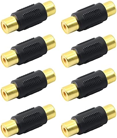 PNGKNYOCN RCA Female to Female Coupler Gold Plated RCA Audio Video Cables Adapter Extender for Speaker,RCA Cable,Amplifier(8-Pack)