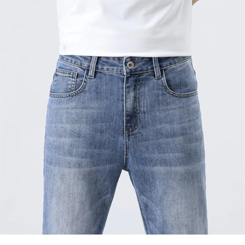 Mnjyihy Men Loose Straight Leg Jeans Comfort Thin Stretch Cotton Blend Stretch Slim Fit Work Denim Pants2