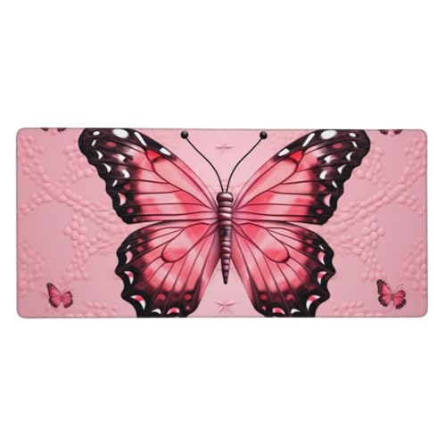 Tapis de souris XXL 90x40 cm motif papillon pour bureau et gaming