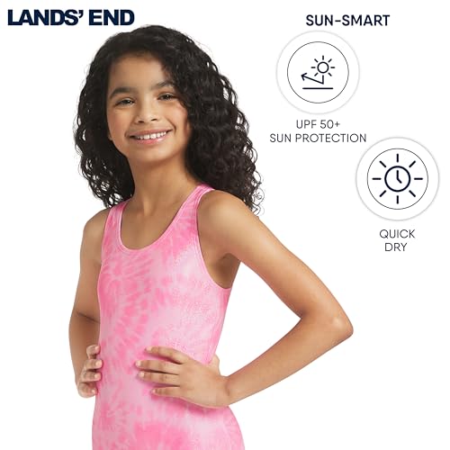 Image of Lands' End Girls' UPF 50+ Stretch Crisscross Back One Piece Swimsuit