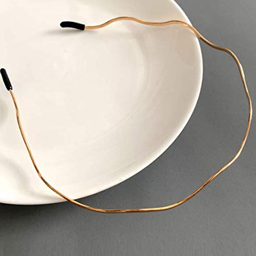 Miniatura 2 de Retro Simplicity Metal Big Wave Line Hair Hoop Diademas Onduladas Oro Metal Accesorios para el Cabello Diademas Multiusos Bandeau Moda Diadema