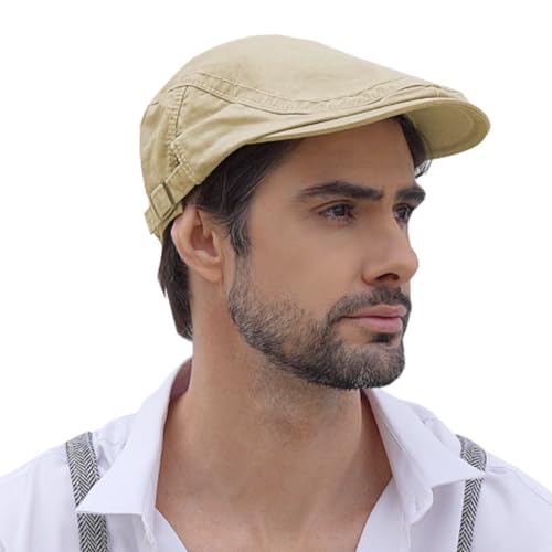 KUJUHA Flat Cap for Men Cotton Flat Irish Cabbie Ivy Gatsby Newsboy Driving Hat Hunting Cap