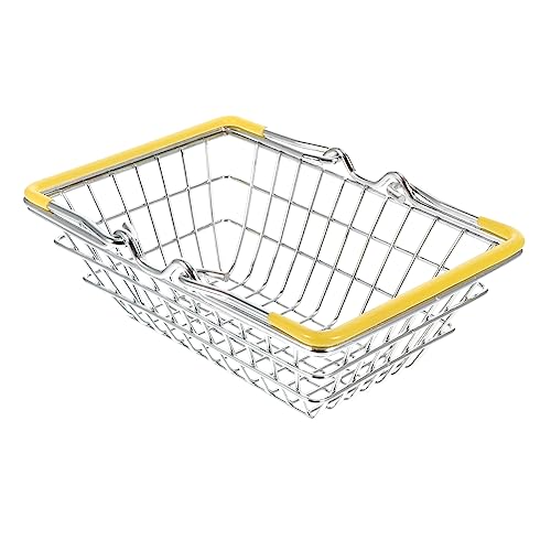 PRETYZOOM Mini Cesta De La Compra Caballito Cestas De Alambre Para Organizar Marcas Cajas Jugar Mini Cestas Mini Cesta Organizadora Cubo Reutilizable Cesta De Mimbre Con Asa Juguete Planchar