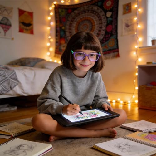 Image of Ultra-Light Blue Light Blocking Glasses with Case for Kids and Teens,Anti Eyestrain &UV400