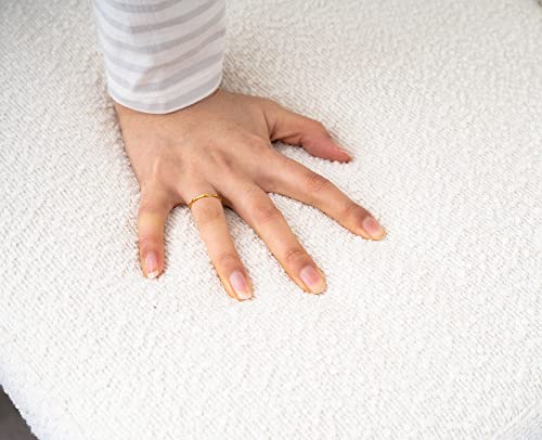 Vescasa Sherpa Modern Dining Chairs With Wood Legs, Upholstered Curved Back Side Chairs For Dining Room/Living Room, Set Of 2, White #TOP4