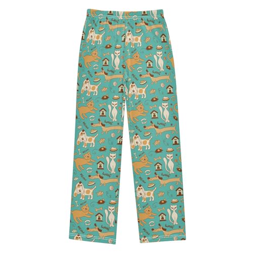 Cartoon Cats Dogs Boys Pants for Kids Jogger Pants with Pockets S-XL
