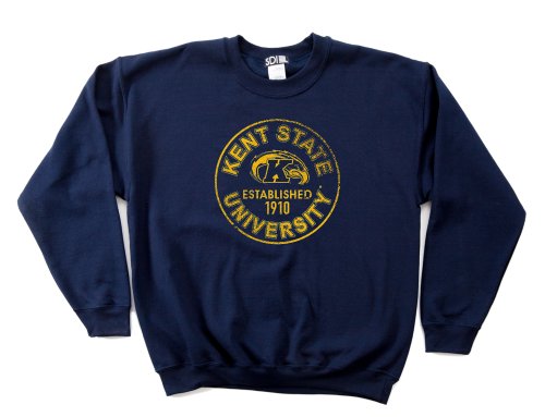 Kent State Golden Flashes 50/50 Blended 8-Ounce Vintage Circle Crewneck Sweatshirt, Large, Navy