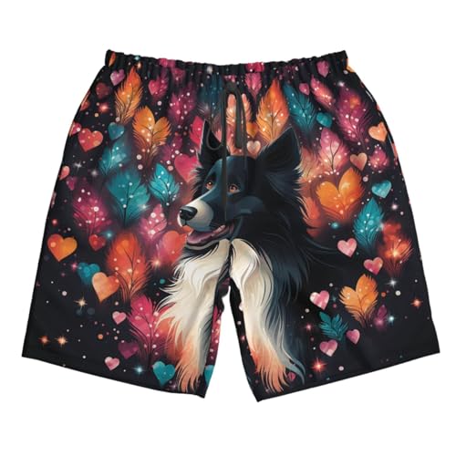 Men's Swim Trunks Black Dog Quick Dry Board Shorts Mens Bathing Suit Beach Swimwear with Pockets 6