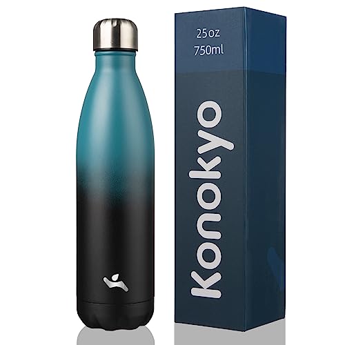 Image of Konokyo Insulated Water Bottles,25 oz Double Wall Stainless Steel Vacumm Metal Flask for Sports Travel,Indigo Black