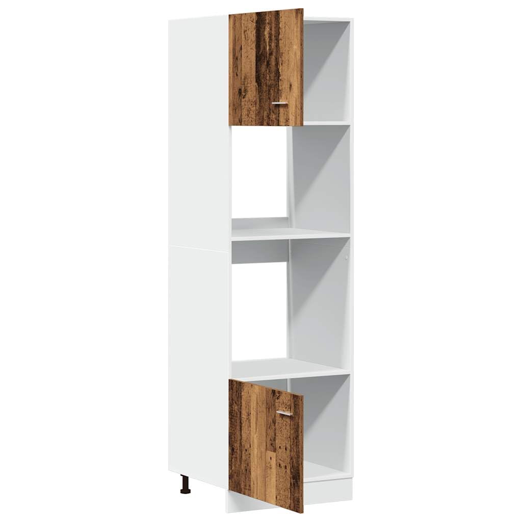 SKM Mikrowellenschrank Lyon Altholz-Optik 60x57x207 cm Holzwerkstoff,Möbel,Schränke,Küchenschränke,Braun,52.69KG,856128