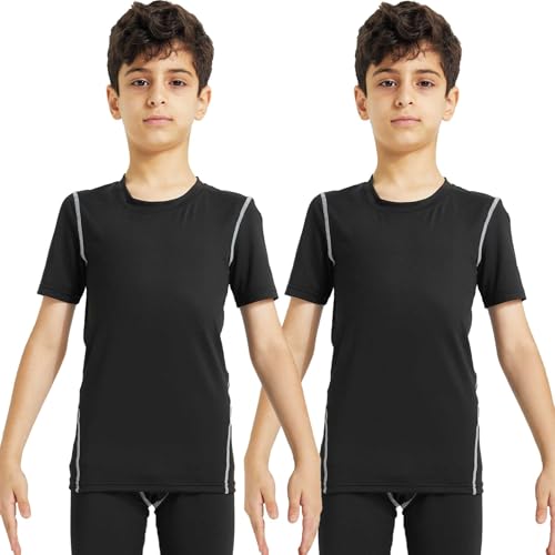 Youth Boys Compression Shirt Short Sleeve Football Undershirt for Kid Quick Dry Athletic Baseball T-Shirt Base Layer