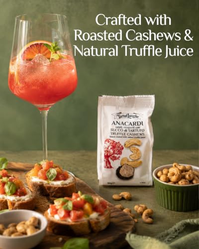 Image of TartufLanghe Truffle Cashew Nuts - Lightly Salted, Roasted, and Coated with Natural Black Truffle Juice, for Snacks, Topping Salads, and Appetizers - 1.76 oz