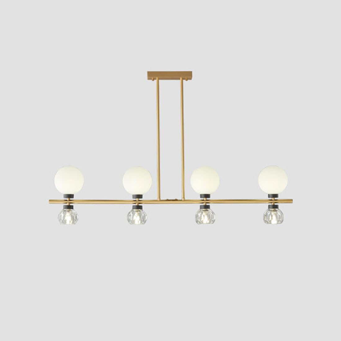 KXEcoLife G9 full copper light luxury crystal chandelier, Scandinavian style spectrum eye protection lamp, creative up and down luminous for living room bedroom,Long,8 Heads