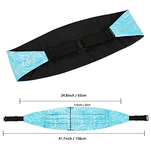Image of Alizeal Mens Multicolored Silk Solid Cummerbund Bow Tie Set | with Cummerbund Pocket Square Pre-tied Adjustable for Mens Gift
