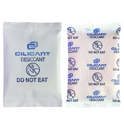 Image of CILICAnt 5gm 50 pcs Silica Gel Moisture Absorber Desiccant, Mix of White & Orange Sachets | Prevents Moisture Damage of Shoes, Jewelry, Leather & Camera Bags, Kitchen Cabinets or Electronics