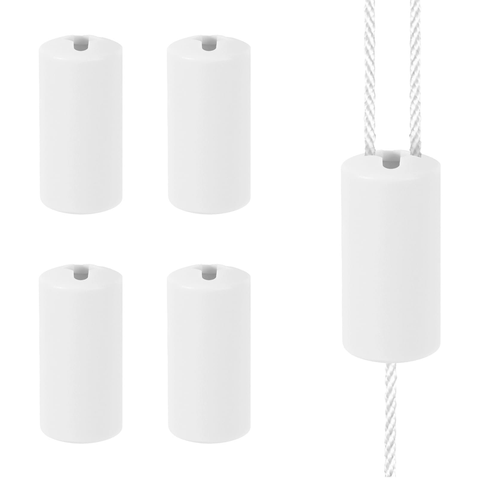Goktvai 4pcs Blind Pull Cord Knobs, ABS Plastic Durable Breakaway Cord Condenser Pull End Tassel Practical Blind Accessories Parts Supplies Suitable for Office Home School Restaurant (White)