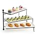 Sweese 731.101 3 Tiered Serving Stand, Foldable Rectangular Food Display Stand with White Porcelain Platters - Serving Trays for Parties