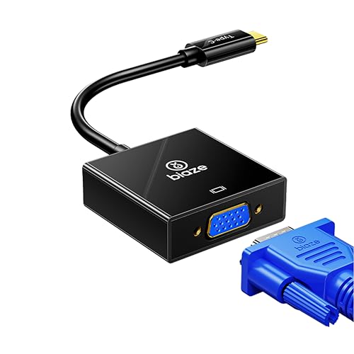 biaze ZH55 USB C zu VGA Adapter, Typ-C 3.1 auf VGA Konverter, Full HD Typ C zu vga Kompatible with iPhone 15 Plus Pro Max,MacBook Air 2022,iPad,iMac,Samsung Galaxy Tab,Dell XPS,Surface
