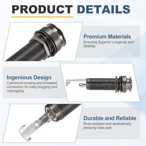 Prise jack cylindrique 6,35 mm MECCANIXITY en métal gris acier pour guitare - 3