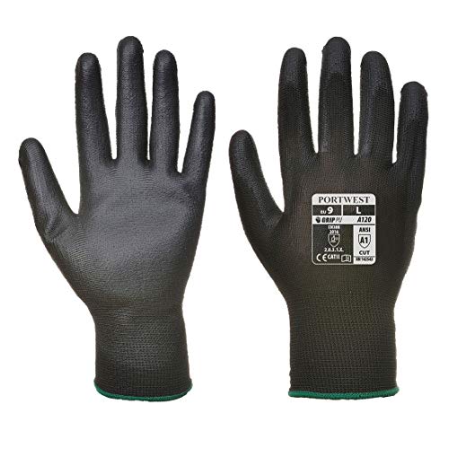 Portwest A120 Breathable PU Palm Glove Black, Medium
