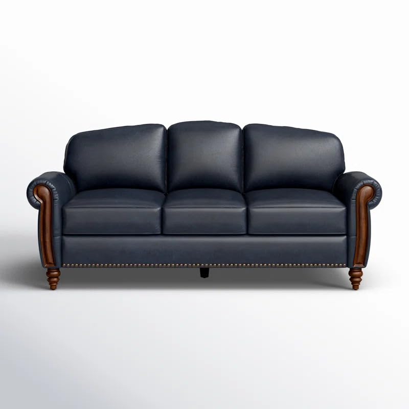 LEGACY OF COMFORT Ardil 84" Leather 3-Seat Sofa with Tufted Back Three Seater Sofa for Living Room Guest Room Hotels Office (Navy Blue Leather)-picture-13