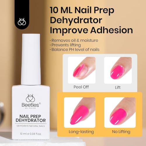 Image of Beetles 9 in 1 Gel Nail Glue Nail Dehydrator Kit for Acrylic Nails Acid Free & Hema-Free Professional Dehydrator Prep for U V Gel Polish Long Lasting Led Lamp Required