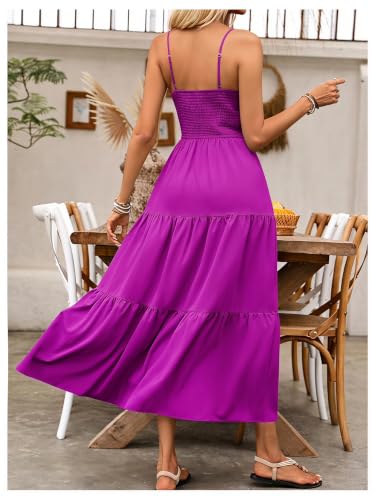Image of BEAUDRM Women's Summer Maxi Dresses Boho Summer Wedding Guest Dress Beach Vacation Outfits Cruise Flowy Milkmaid Sundresses