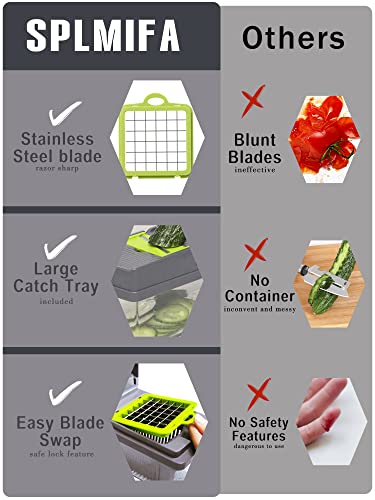 Splmifa Vegetable Chopper - Adjustable Vegetable Slicer - Kitchen Gift Gadget Slicer For Salad Potatoes Carrots Garlic With Container Onion Chopper With Container - Professional Food Chopper 12 In 1 #TOP1