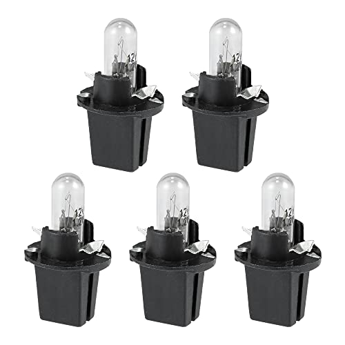 sourcing map 5 Pcs DC 12V 1,2 W T5 Indicador Interior para Salpicadero Bombilla Amarilla