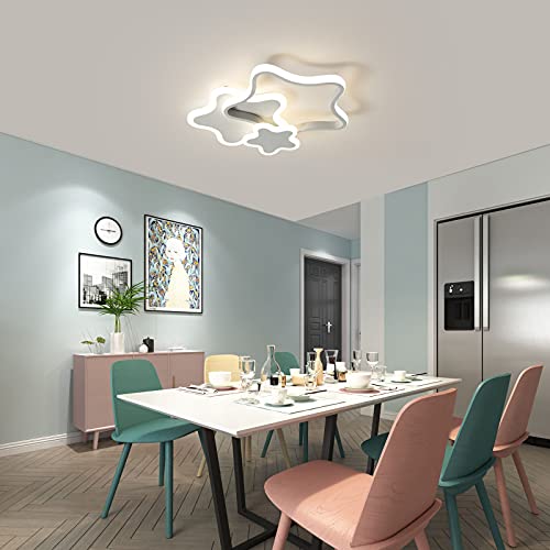 Tioolo Dimmable Led Ceiling Light, Creative Cartoon Star Ceiling Light, Acrylic Ceiling Lamp With Remote, Modern Flush Mount Chandelier Lighting Fixture For Boys Girls Bedroom Living Room, 32W/White #TOP2