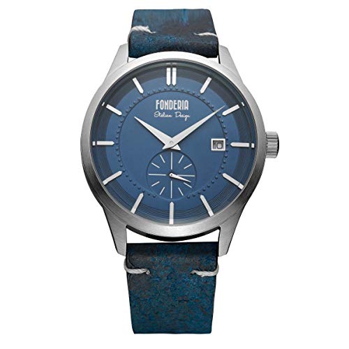 Fonderia Herrenuhr STREAMLINER - Vintageuhr Edelstahl, italienisches Design, Datum, kleine Sekunde