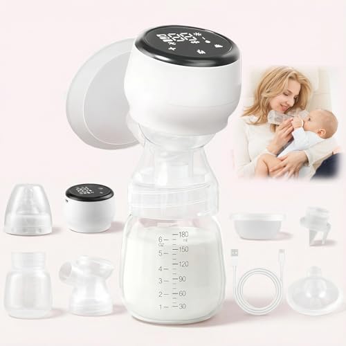 Elektrische Milchpumpe, Milchpumpe Elektrisch Tragbare, mit 4 Modi und 15 Stufen, Schmerzfreies Silikon Stillenpumpe, BPA-frei, Ultra-leise, LED-Touchscreen für zu Hause Unterwegs