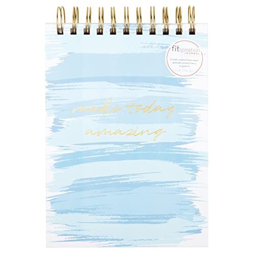 fitlosophy MTJA-24053 Top Bound Twin Wire Fitness and Nutrition Guided Journal, Blue