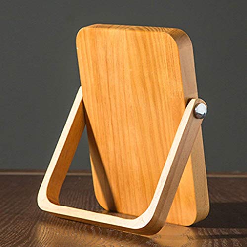 Miroir de Maquillage de Bureau Simple Miroir de vanité en Bois Massif Pliable Miroir de Dressage de Miroir HD Portable (Taille: 31 20.5 cm) Cover