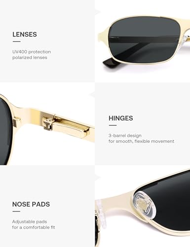 Image of SOJOS Retro Rectangle Polarized Sunglasses for Men Women, 70s 80s Vintage Small Square Sunnies SJ1267