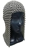 ebas Handmade Anodized Aluminum Chainmail Hood – Large Medieval Ringmail Coif Helmet, Full Head Knight Armor, Historical Authentic”