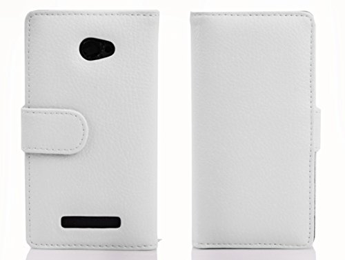 Cadorabo Book Case Compatible With Htc 8X In Snow White - With Stand Function And Card Slot Made Of Structured Faux Leather - Wallet Etui Cover Pouch Pu Leather Flip #TOP5