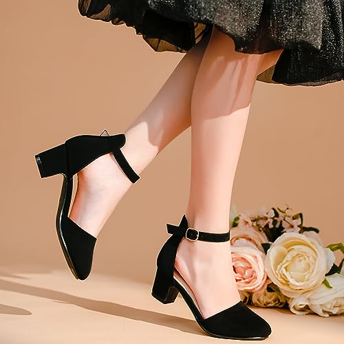 Image of LAURMOSA Girls Dress Shoes Closed Toe Pumps High Heels for Little Big Kid