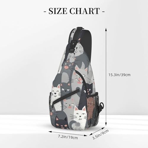 Bolso cruzado para hombro con diseño de gatos grises miniatura 3