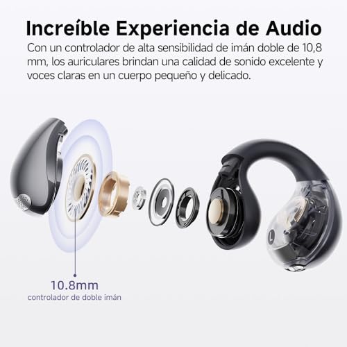Image of QCY Crossky C30 Open Ear Headphones Wireless Bluetooth, Clip-On Earbuds with 4 ENC Noise Cancelling Mic, Stable Fit, Dual Connection, EQ Customized, Sports Earphones for Workout /Running