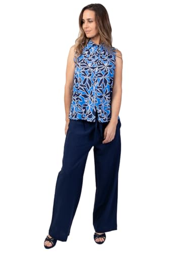 Top sans manches en viscose ANDREE à fleurs bleues idéal pour l'été